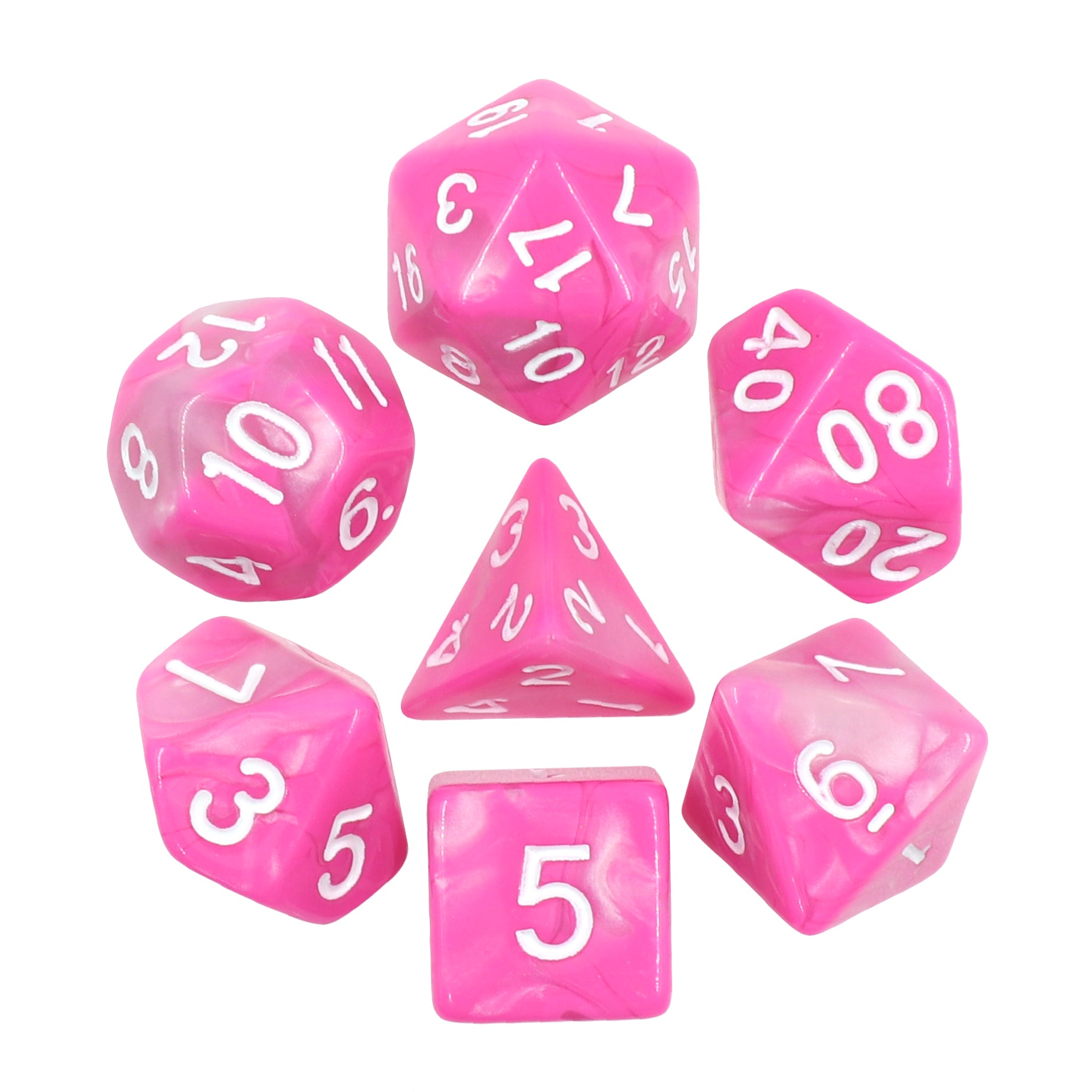 Pink+White Blend 7pc Dice Set